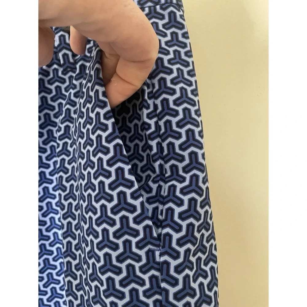 Tory Burch Sport Blue Printed Geometric‎ Golf Shorts Size 14 NEW Preppy Pockets